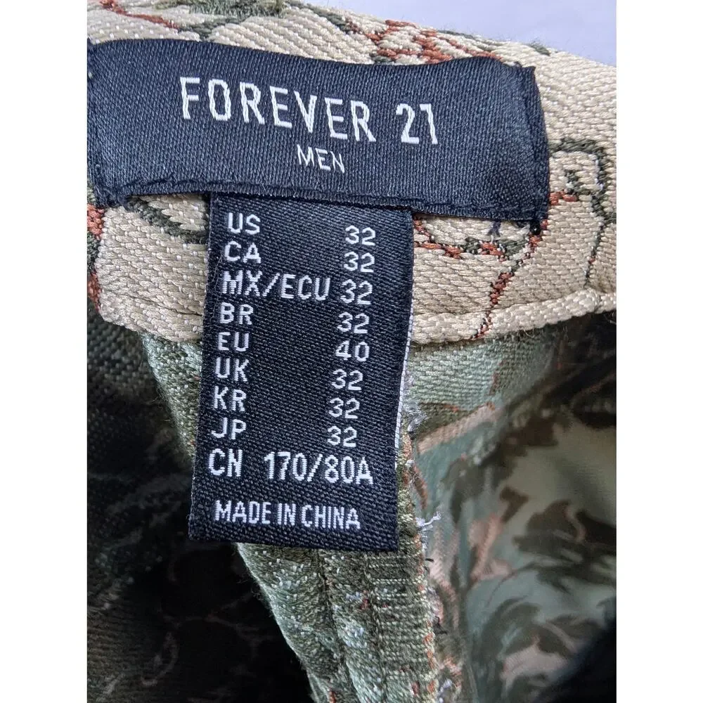 Forever 21 Mens‎ Multicolor Floral Print Pants Mens 32x31 Regular Slim Fit NWT